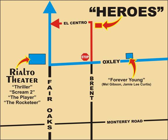 Hero's TV Location Map in Pasadena